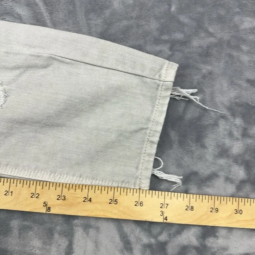 American Eagle Mom Jeans Womens Size 2 Regular Gray Distressed Ripped 5 Pocket